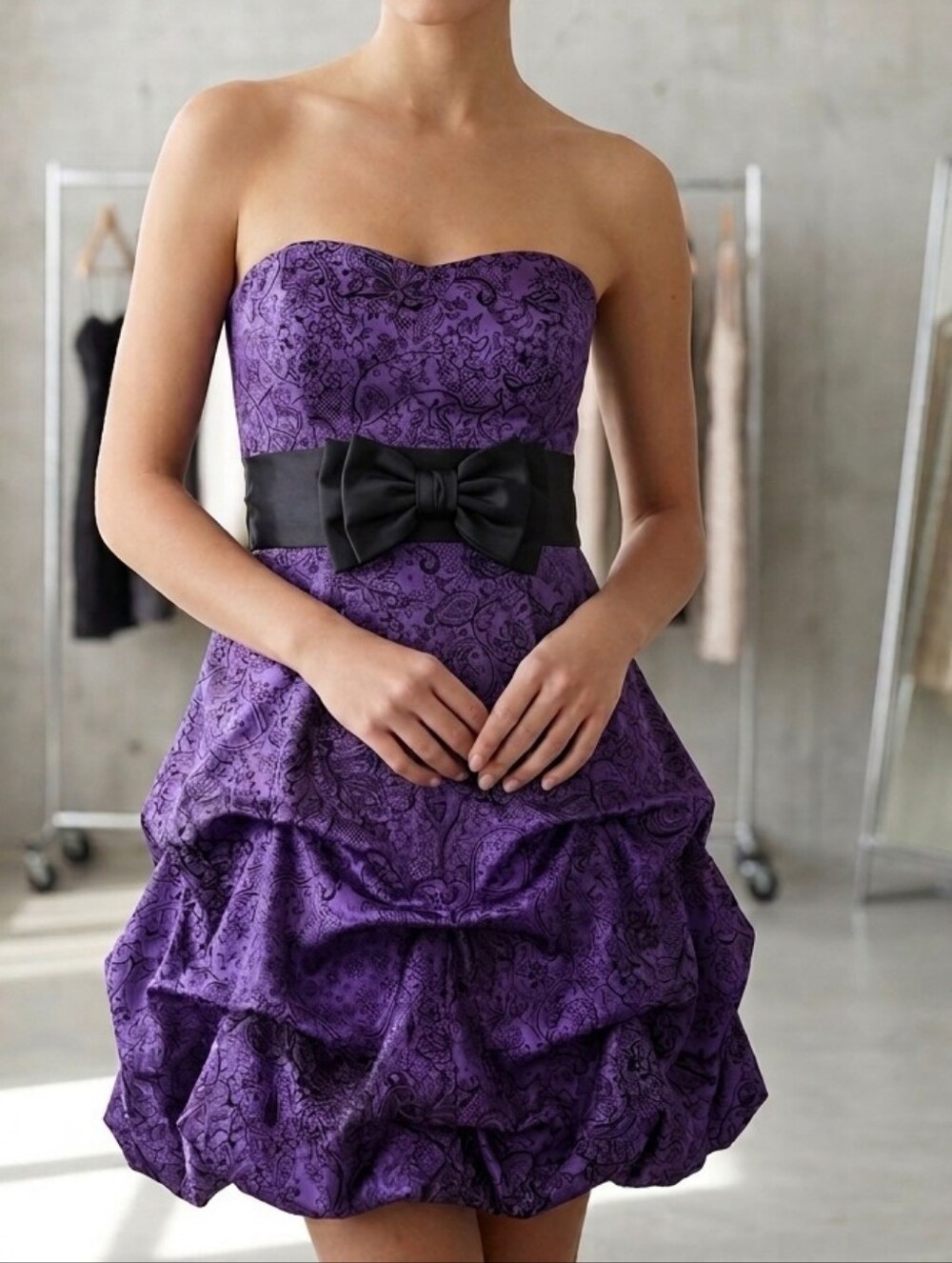 Glam Goth Purple Strapless Party Dress